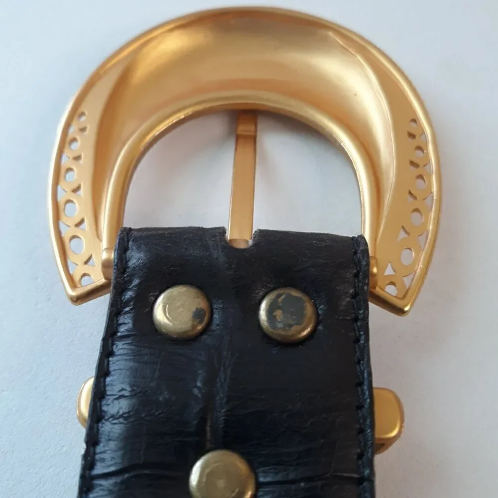 Belts by Simon Black Alligator Print Leather Belt M Glam Dressy Work